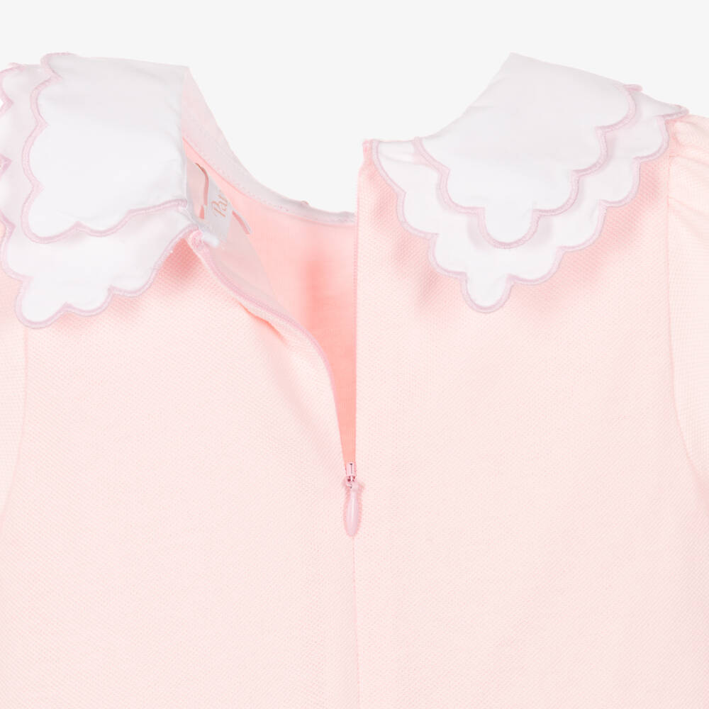 Patachou-Girls Pale Pink Cotton Piqué Pleated Dress | Childrensalon Outlet
