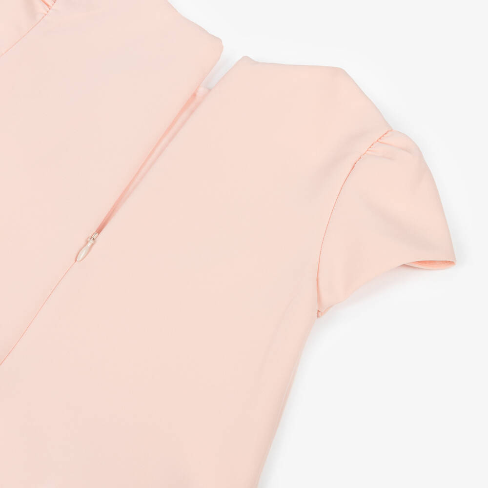 Patachou-Girls Pale Pink Crêpe Dress with Sequin Bows | Childrensalon Outlet