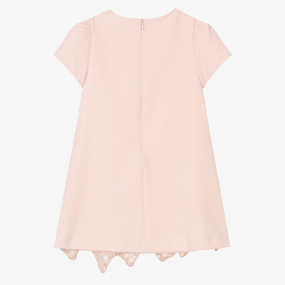 Patachou-Girls Pale Pink Crêpe Dress with Sequin Bows | Childrensalon Outlet