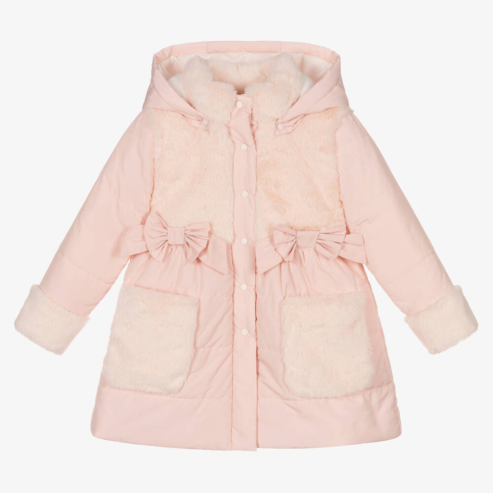 Patachou - Girls Pale Pink Hooded Coat | Childrensalon