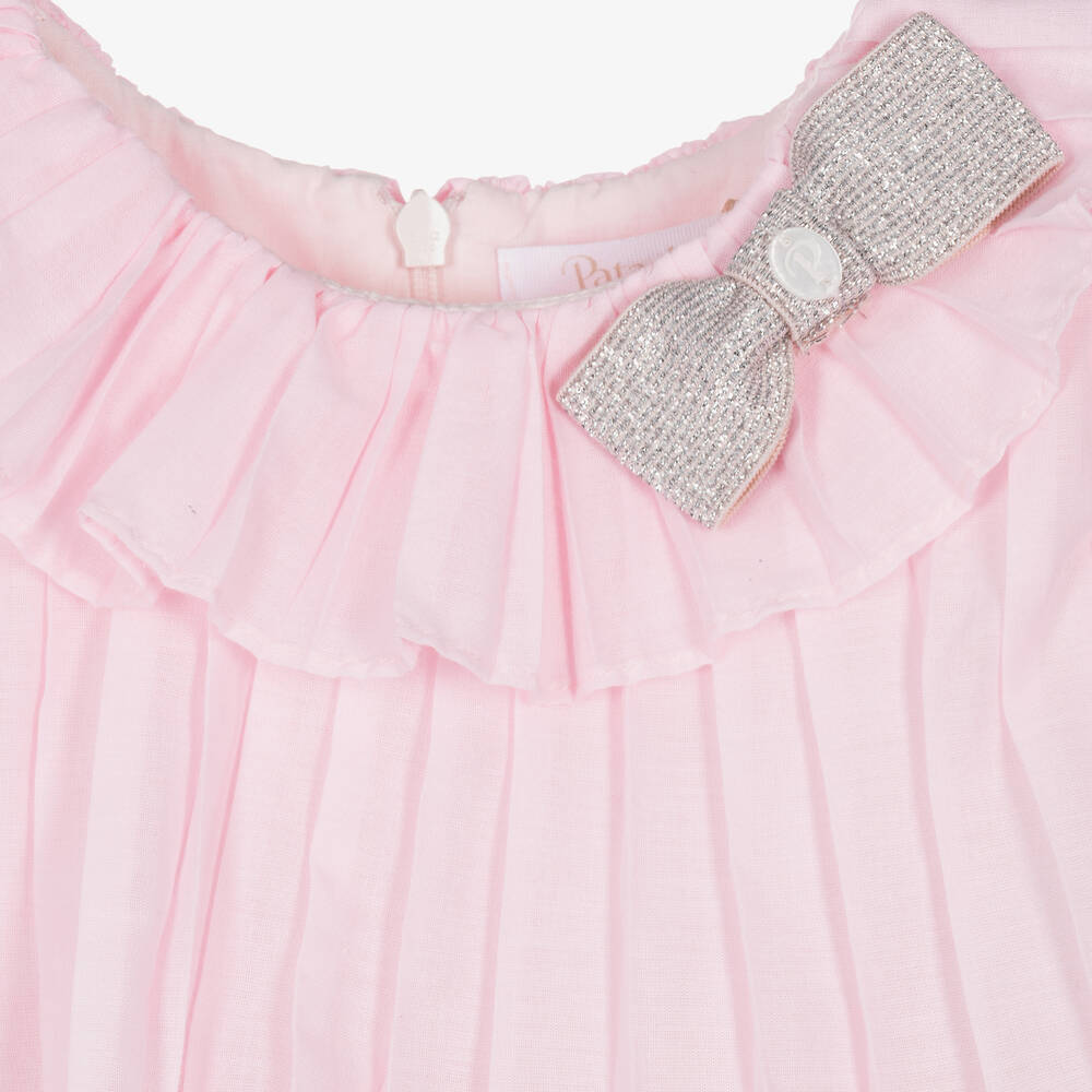 Patachou-Розовое плиссированное платье из хлопка для девочек | Childrensalon Outlet