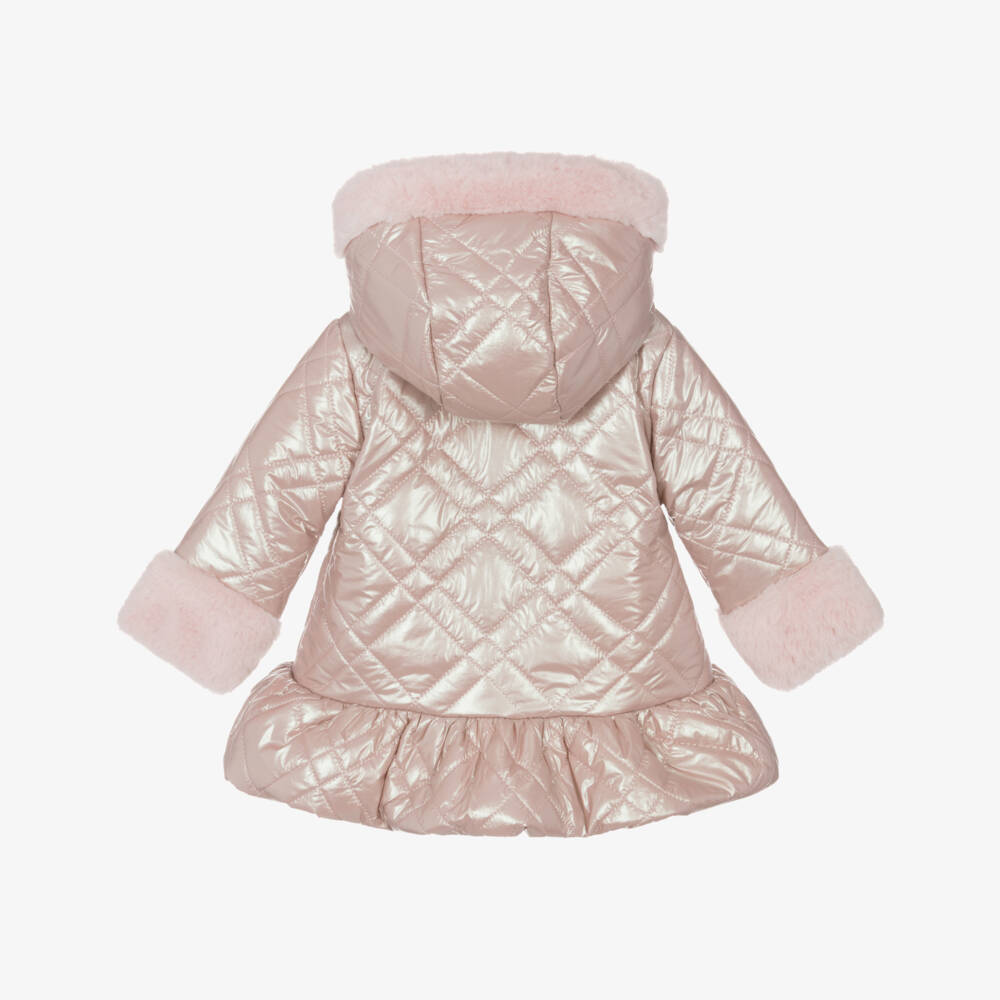 Patachou-Куртка для девочек розовая стеганая с мехом | Childrensalon Outlet