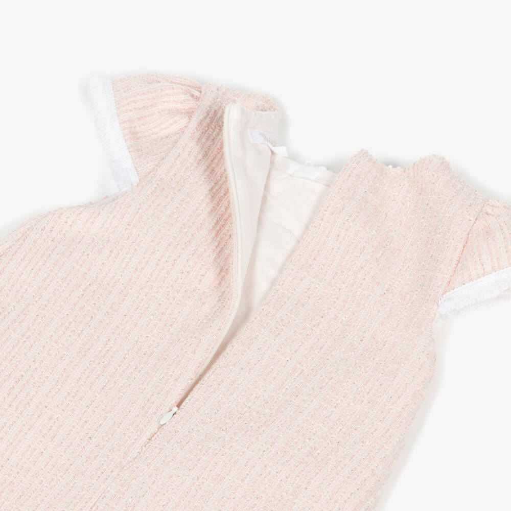 Patachou-Girls Pale Pink Sparkle Tweed Dress | Childrensalon Outlet