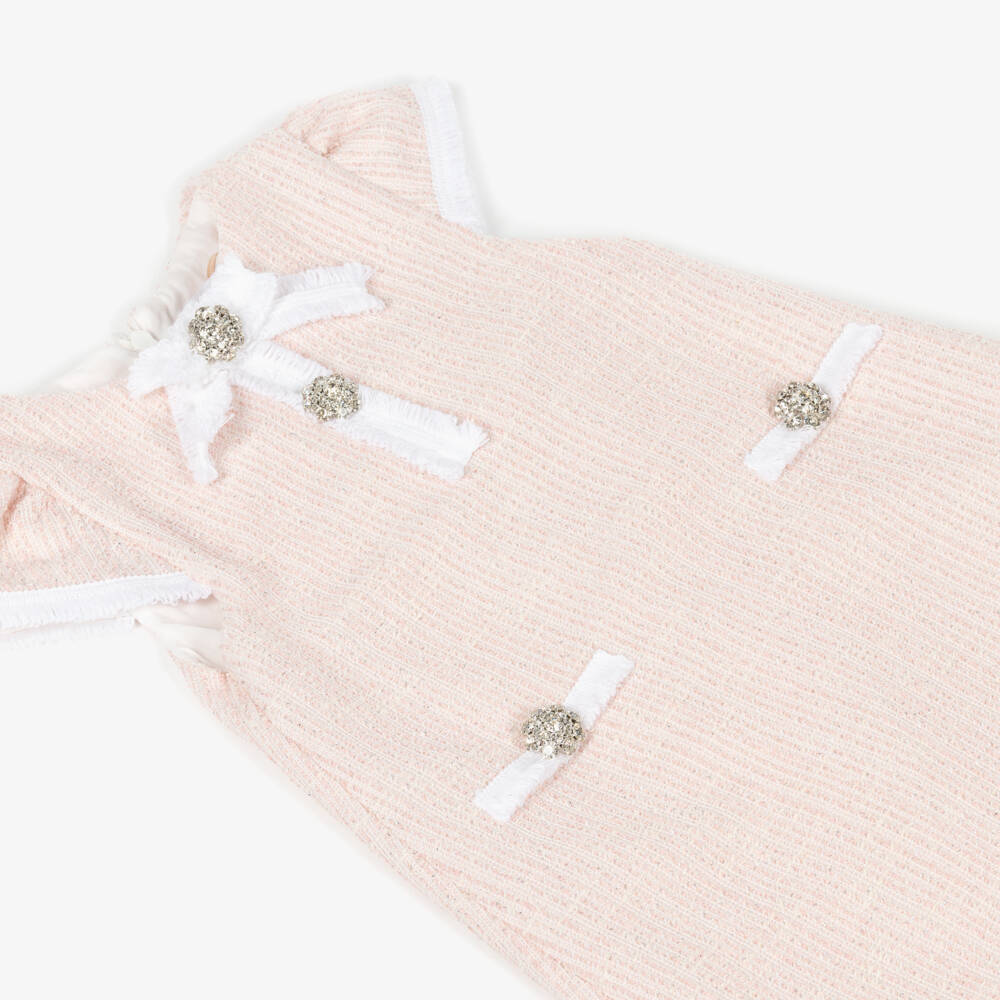 Patachou-Girls Pale Pink Sparkle Tweed Dress | Childrensalon Outlet
