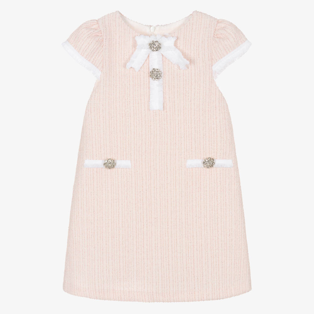 Patachou-Girls Pale Pink Sparkle Tweed Dress | Childrensalon Outlet