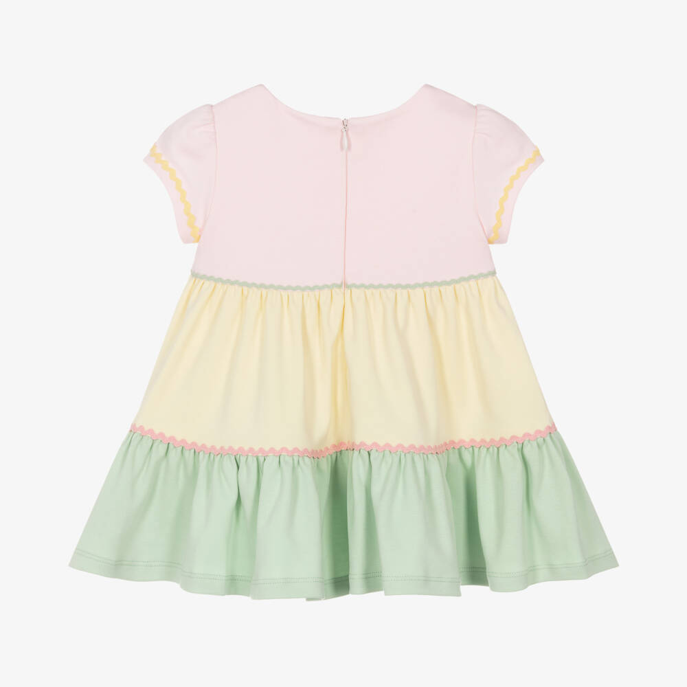 Patachou-Girls Pastel-Hued Cotton Tiered Dress | Childrensalon Outlet