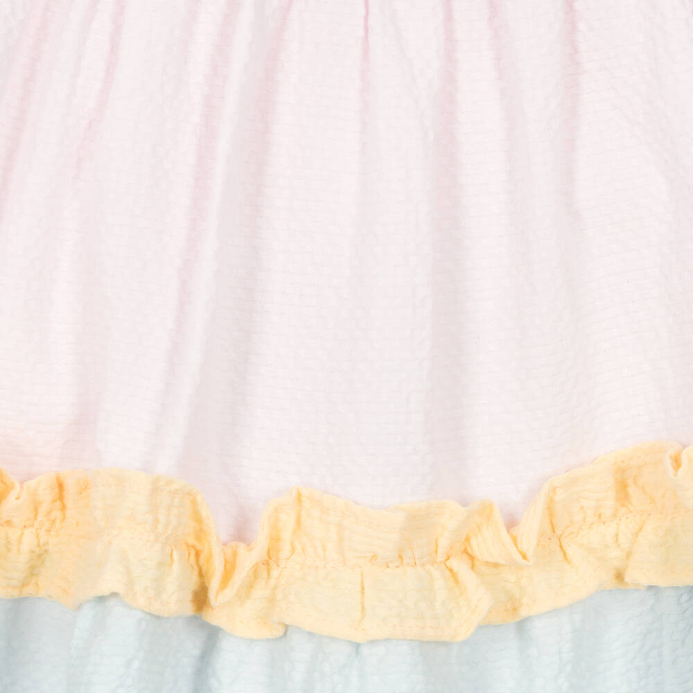 Patachou-Girls Pastel Pink & Blue Cotton Seersucker Dress | Childrensalon Outlet