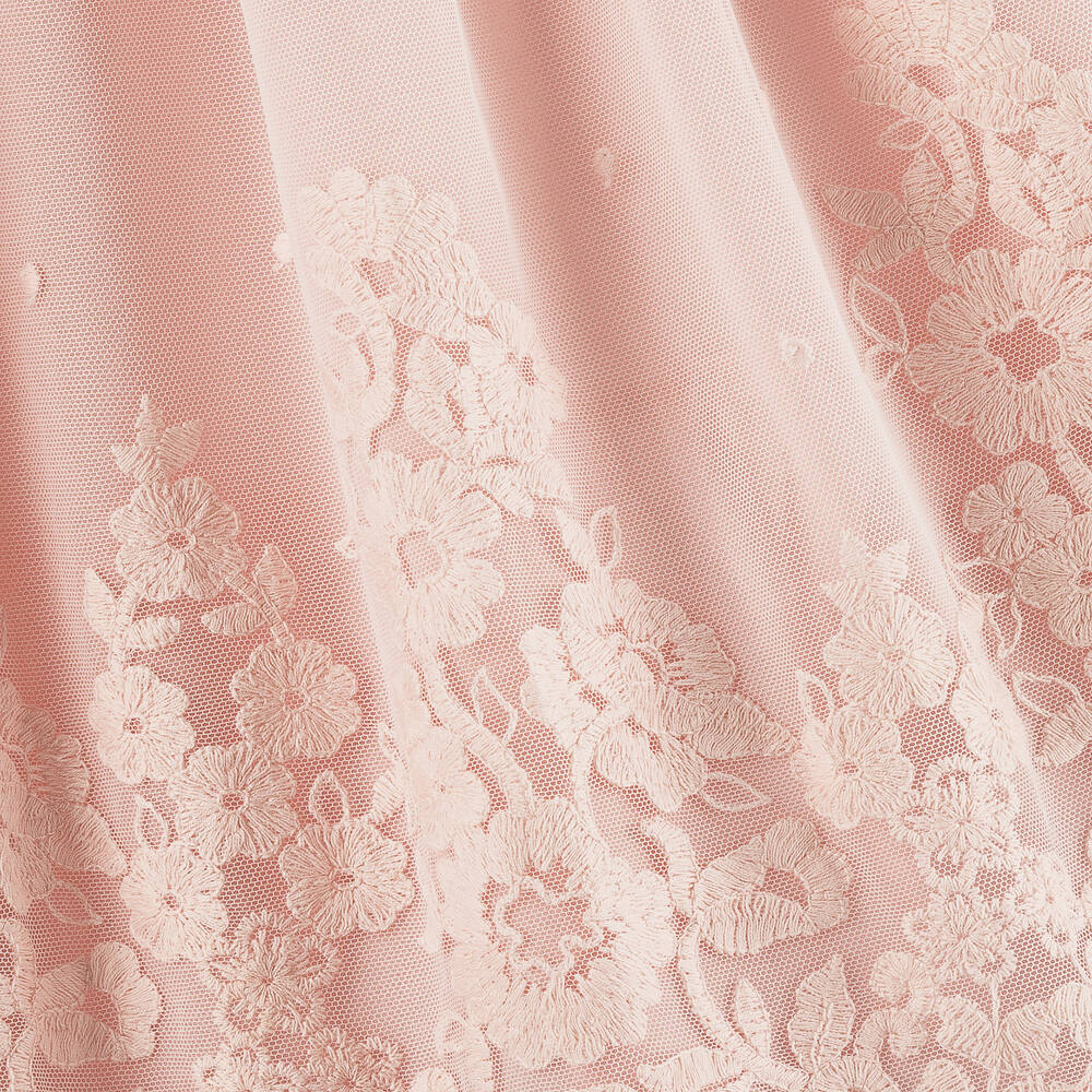 Patachou-Girls Pastel Pink Embroidered Tulle Dress | Childrensalon Outlet
