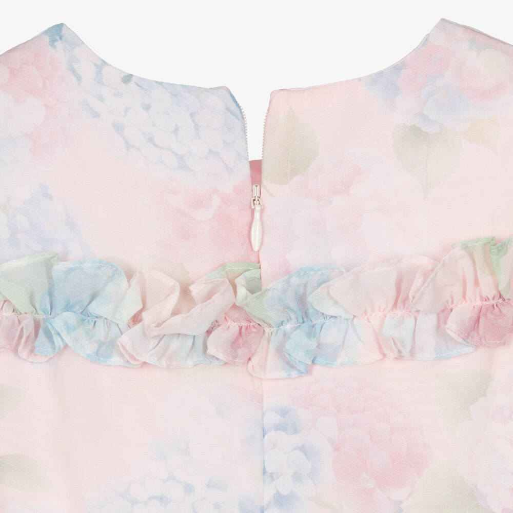 Patachou-Girls Pastel Pink Floral Chiffon Dress | Childrensalon Outlet