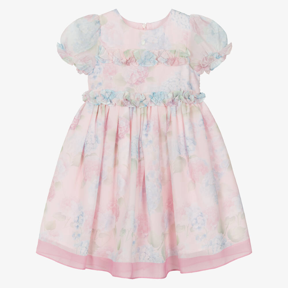 Patachou-Girls Pastel Pink Floral Chiffon Dress | Childrensalon Outlet