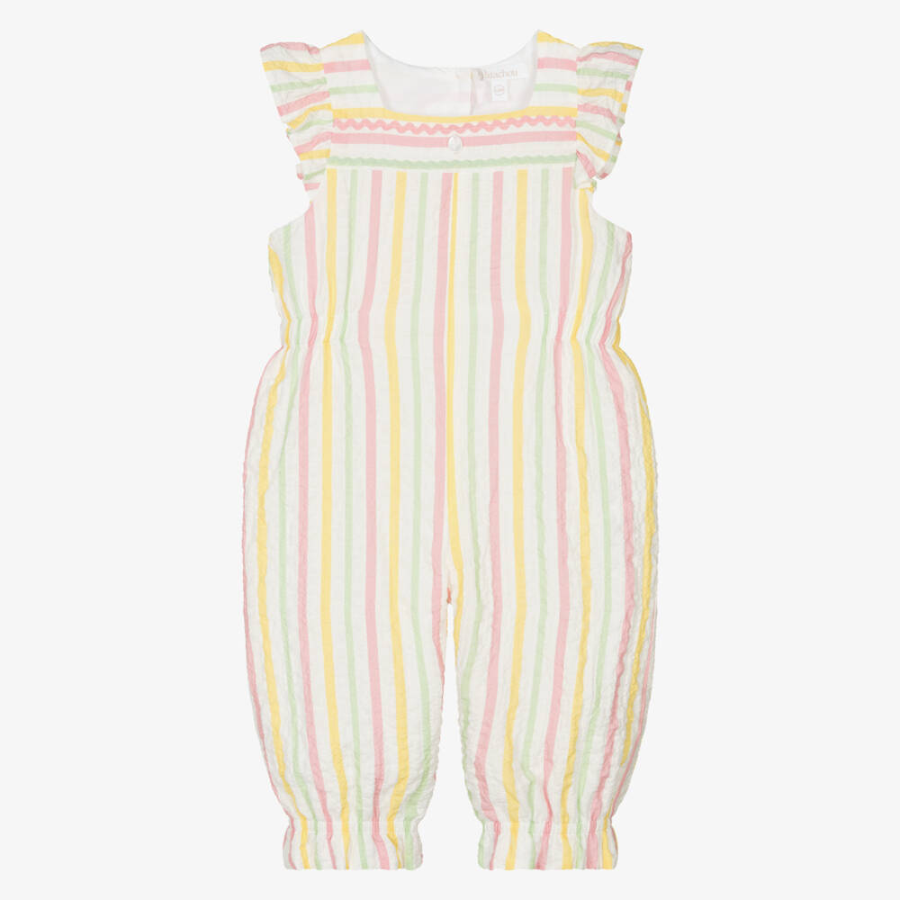 Patachou-Girls Pastel Stripe Cotton Romper | Childrensalon Outlet