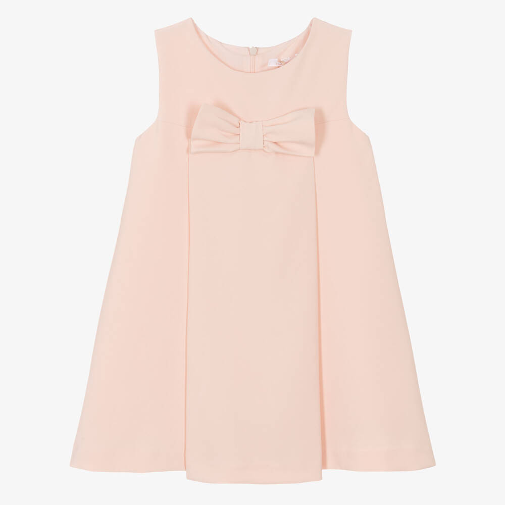 Patachou-Girls Peach Pink Sleeveless A-Line Dress with Bow | Childrensalon Outlet