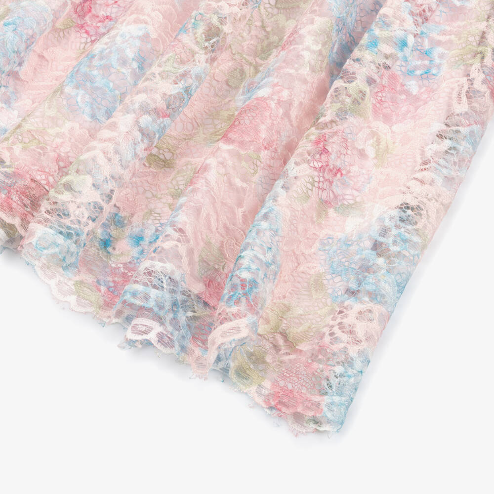 Patachou-Girls Pink & Blue Floral Lace Dress | Childrensalon Outlet