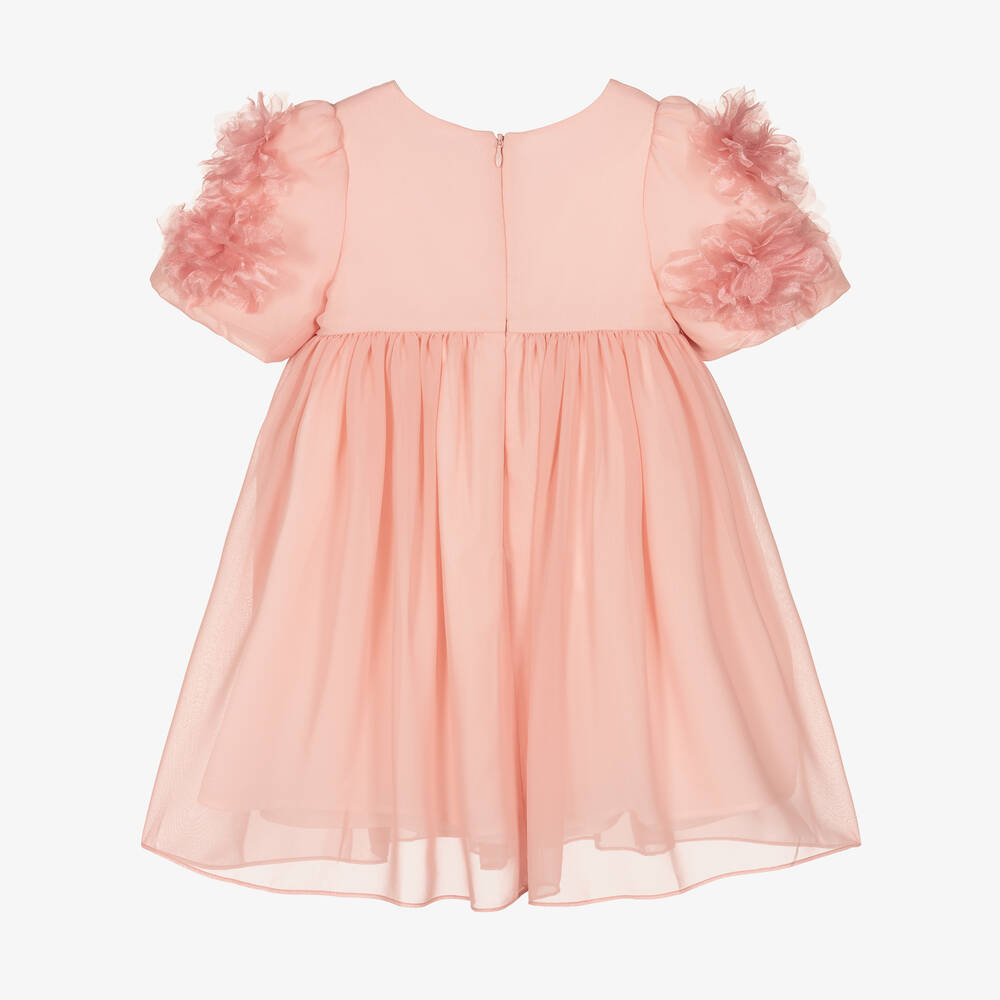 Patachou-Girls Pink Bouquet Sleeve Dress | Childrensalon Outlet