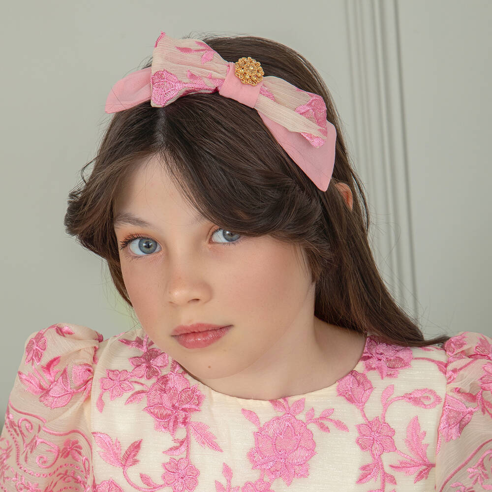 Patachou-Girls Pink Bow Hairband | Childrensalon Outlet