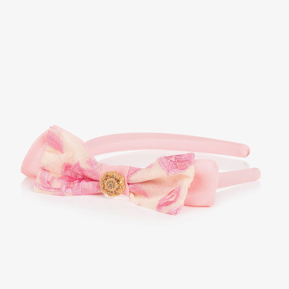 Patachou-Girls Pink Bow Hairband | Childrensalon Outlet