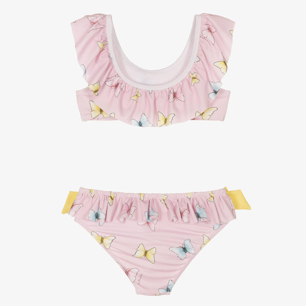 Patachou-Girls Pink Butterfly Ruffle Bikini | Childrensalon Outlet