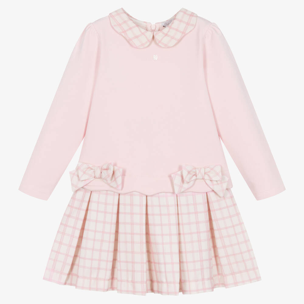 Patachou - Robe rose à carreaux à col fille | Childrensalon