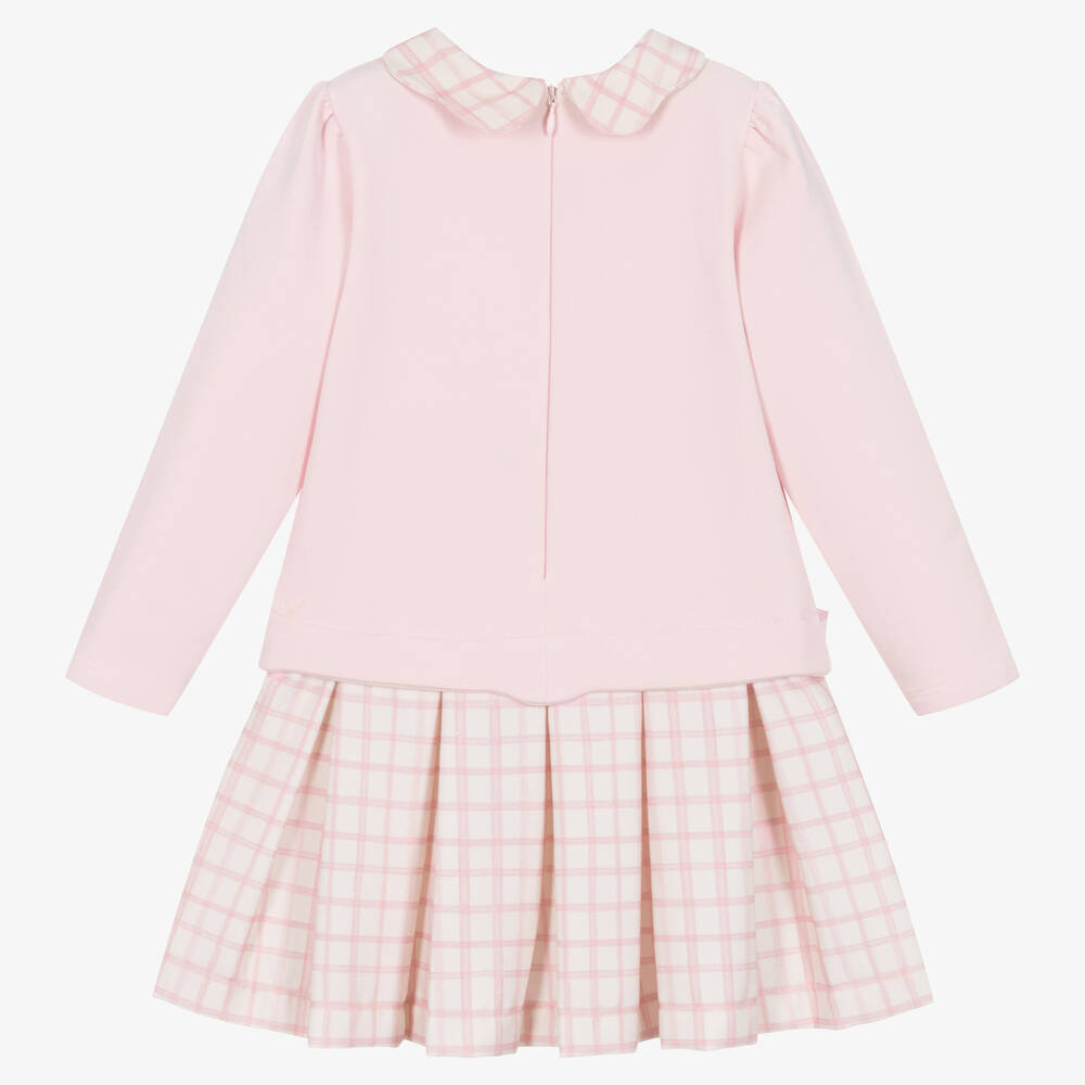 Patachou-فستان بياقة مزيج قطن جيرسي لون زهري فاتح | Childrensalon Outlet