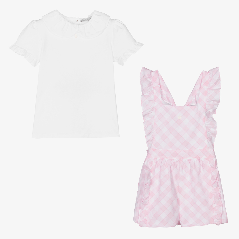 Patachou-Топ и розовый полукомбинезон в клетку для девочек | Childrensalon Outlet