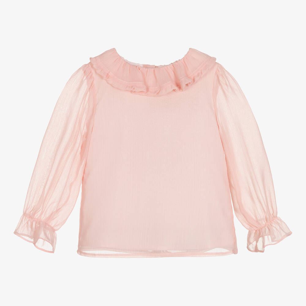 Patachou - Girls Pink Chiffon Blouse | Childrensalon