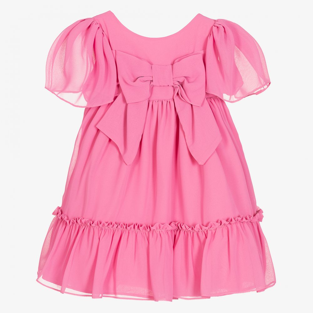 Patachou - Girls Pink Chiffon Bow Dress | Childrensalon