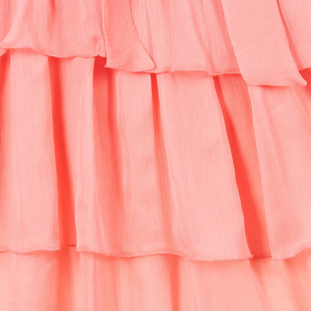 Patachou-فستان شيفون لون زهري مرجاني | Childrensalon Outlet