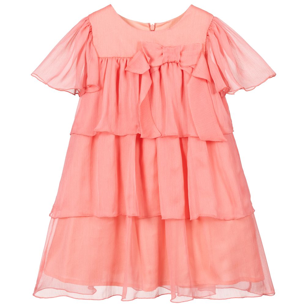 Patachou - Girls Pink Chiffon Dress | Childrensalon