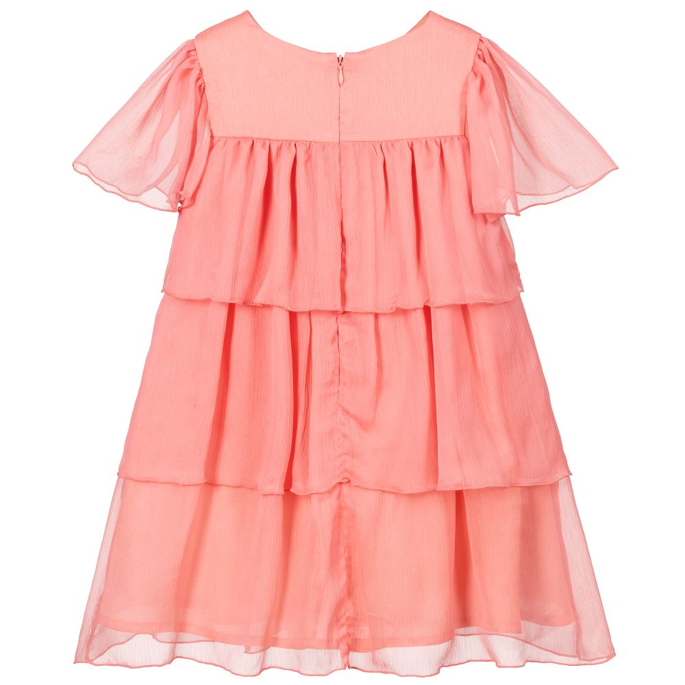 Patachou-فستان شيفون لون زهري مرجاني | Childrensalon Outlet