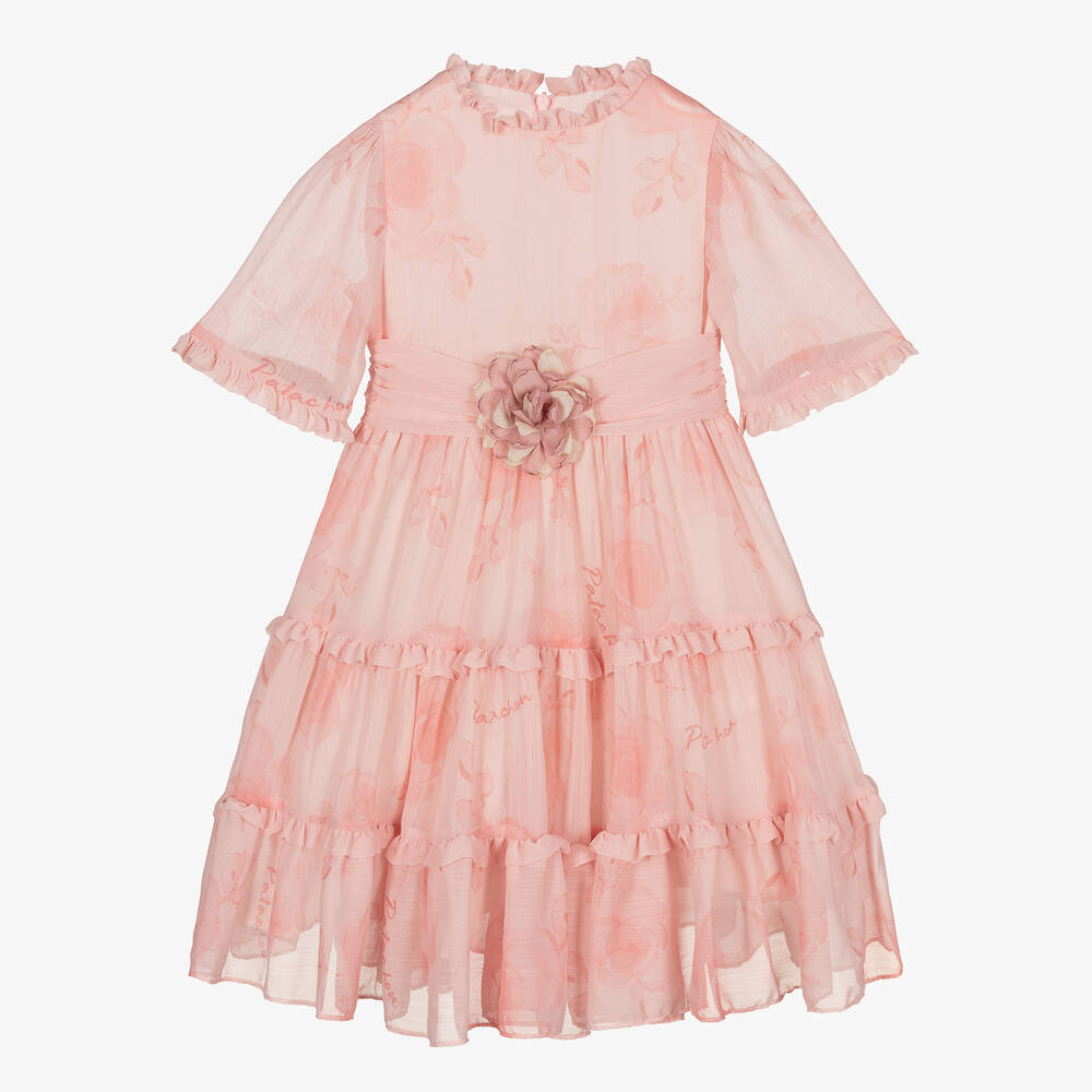 Patachou - Girls Pink Chiffon Dress | Childrensalon