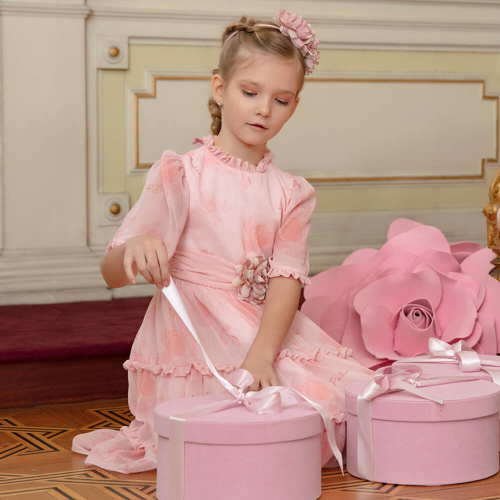 Patachou-Girls Pink Chiffon Dress | Childrensalon Outlet