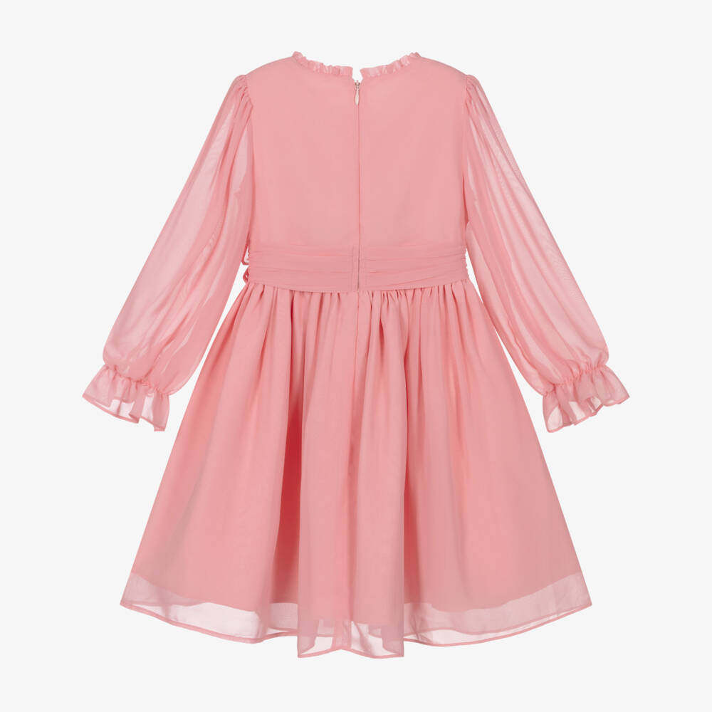 Patachou-Платье из шифона с рюшами для девочек в нежно-розовом цвете | Childrensalon Outlet