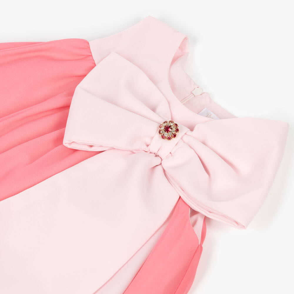 Patachou-Girls Pink Chiffon Dress with Statement Bow | Childrensalon Outlet