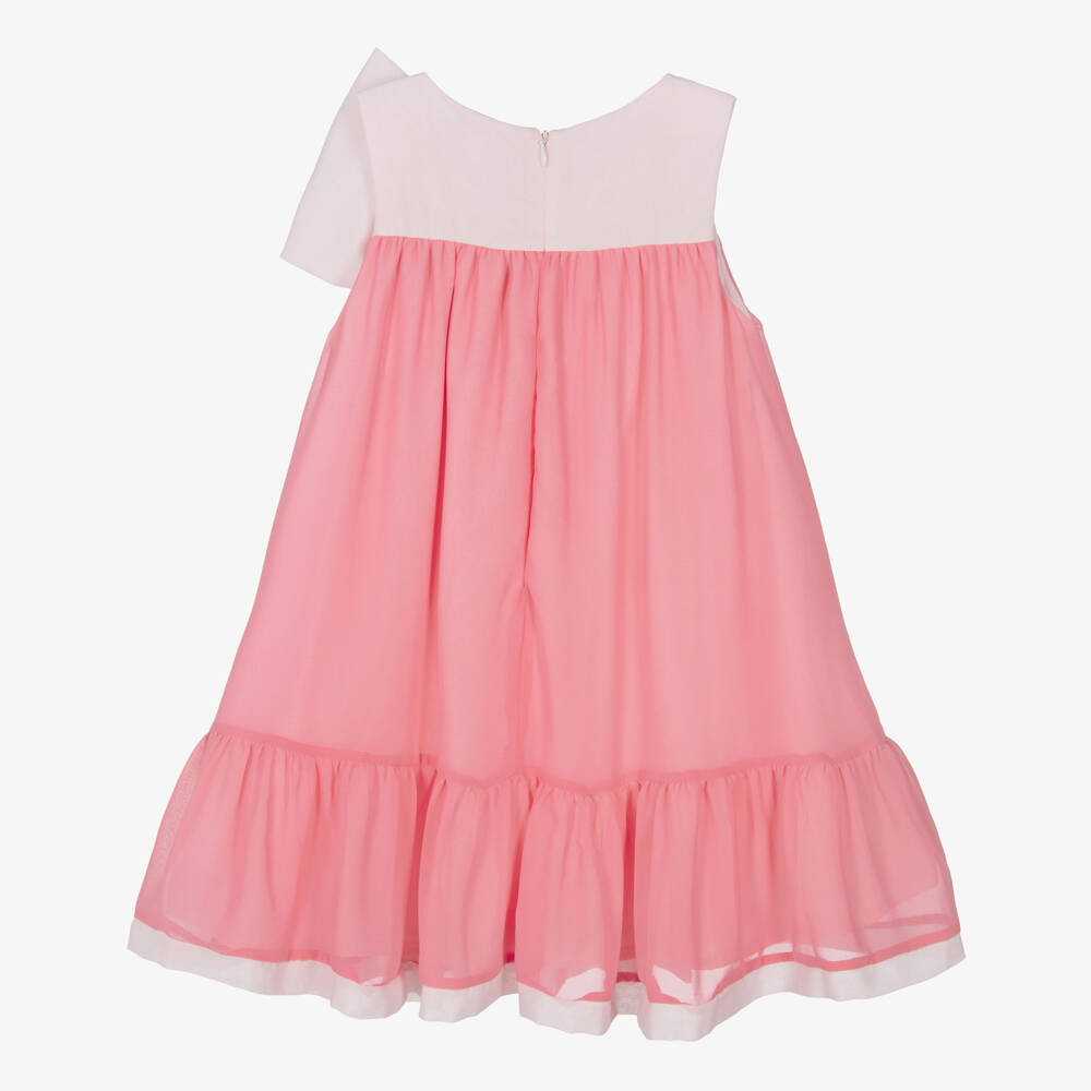 Patachou-Girls Pink Chiffon Dress with Statement Bow | Childrensalon Outlet