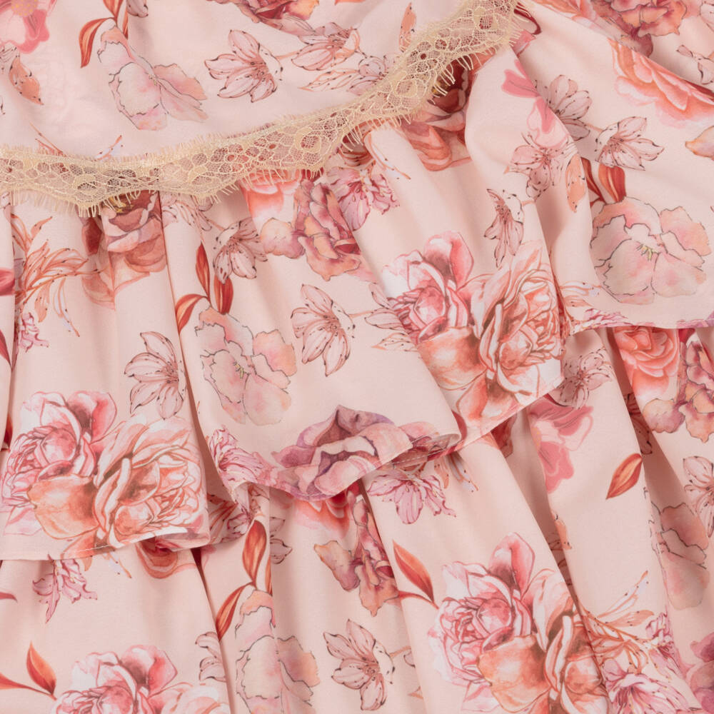 Patachou-فستان شيفون وردي مزين بالزهور للبنات | Childrensalon Outlet