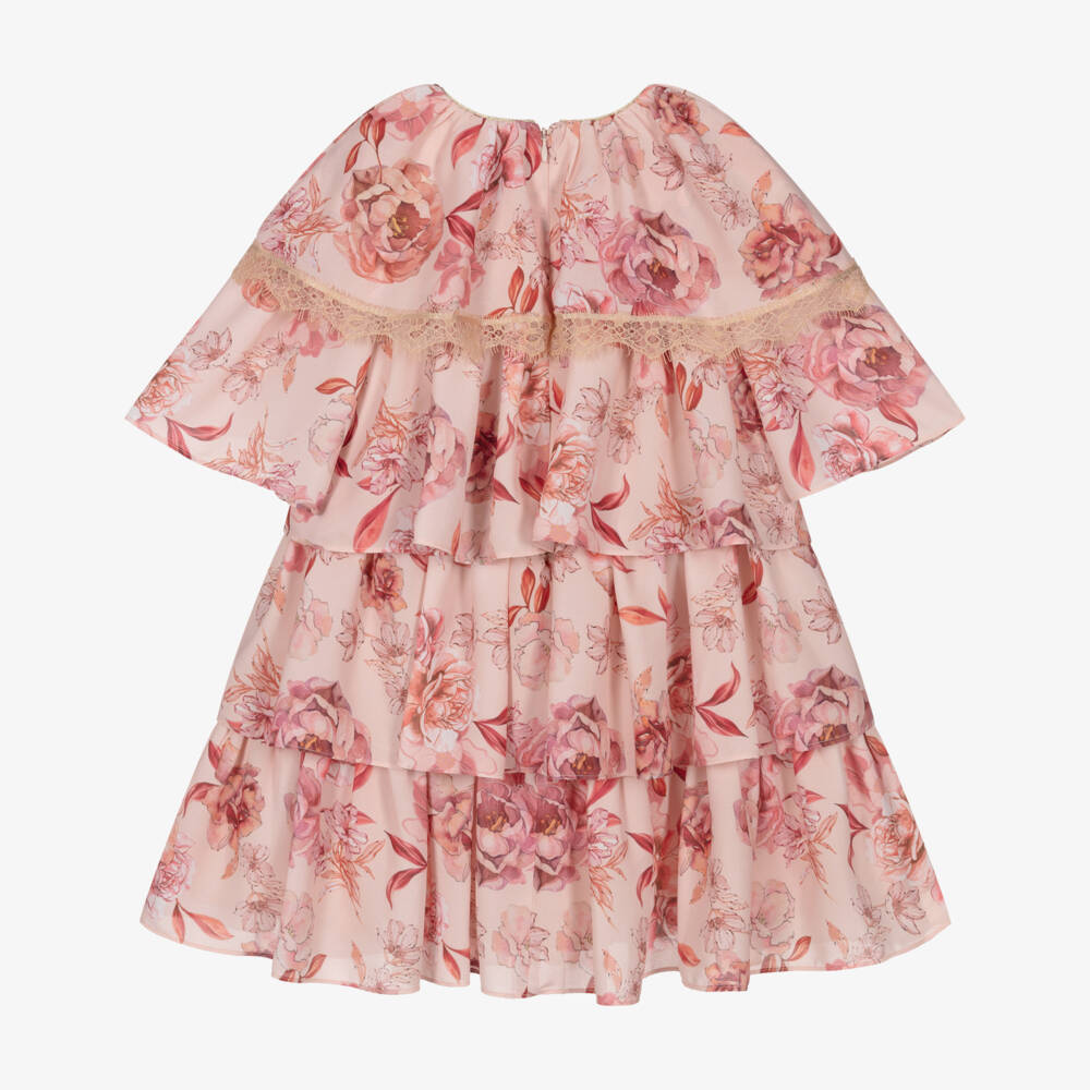 Patachou-فستان شيفون وردي مزين بالزهور للبنات | Childrensalon Outlet