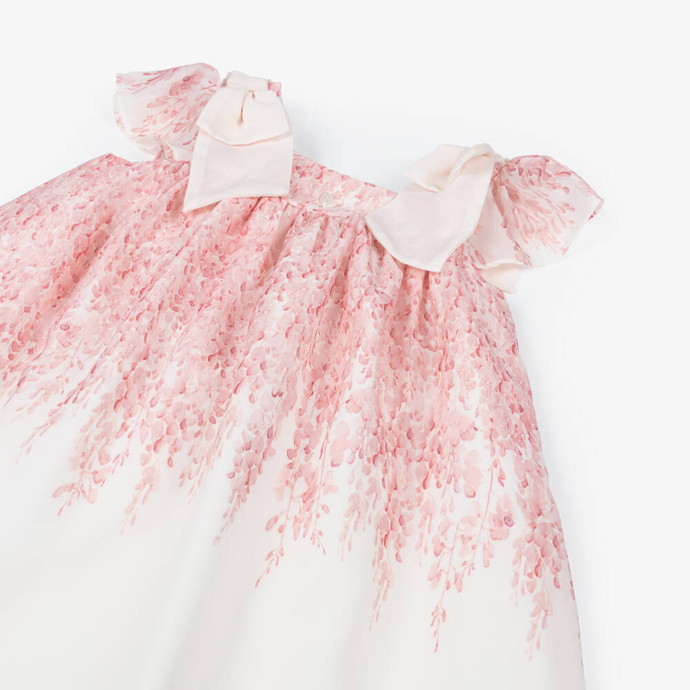 Patachou-Girls Pink Chiffon Floral Print Dress | Childrensalon Outlet