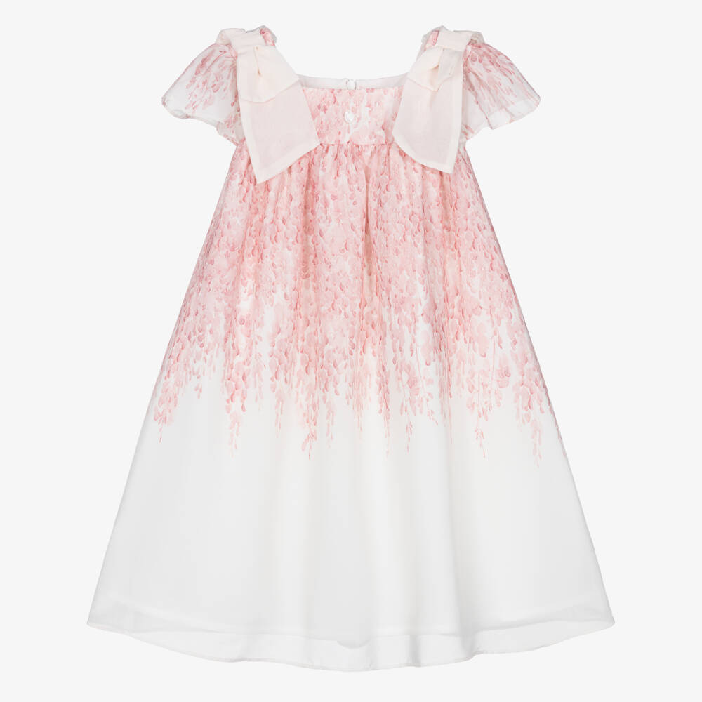 Patachou-Girls Pink Chiffon Floral Print Dress | Childrensalon Outlet