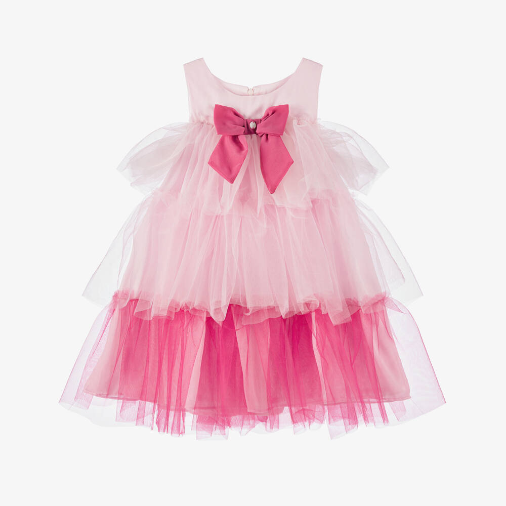 Patachou-Girls Pink Chiffon Ruffle Dress | Childrensalon Outlet