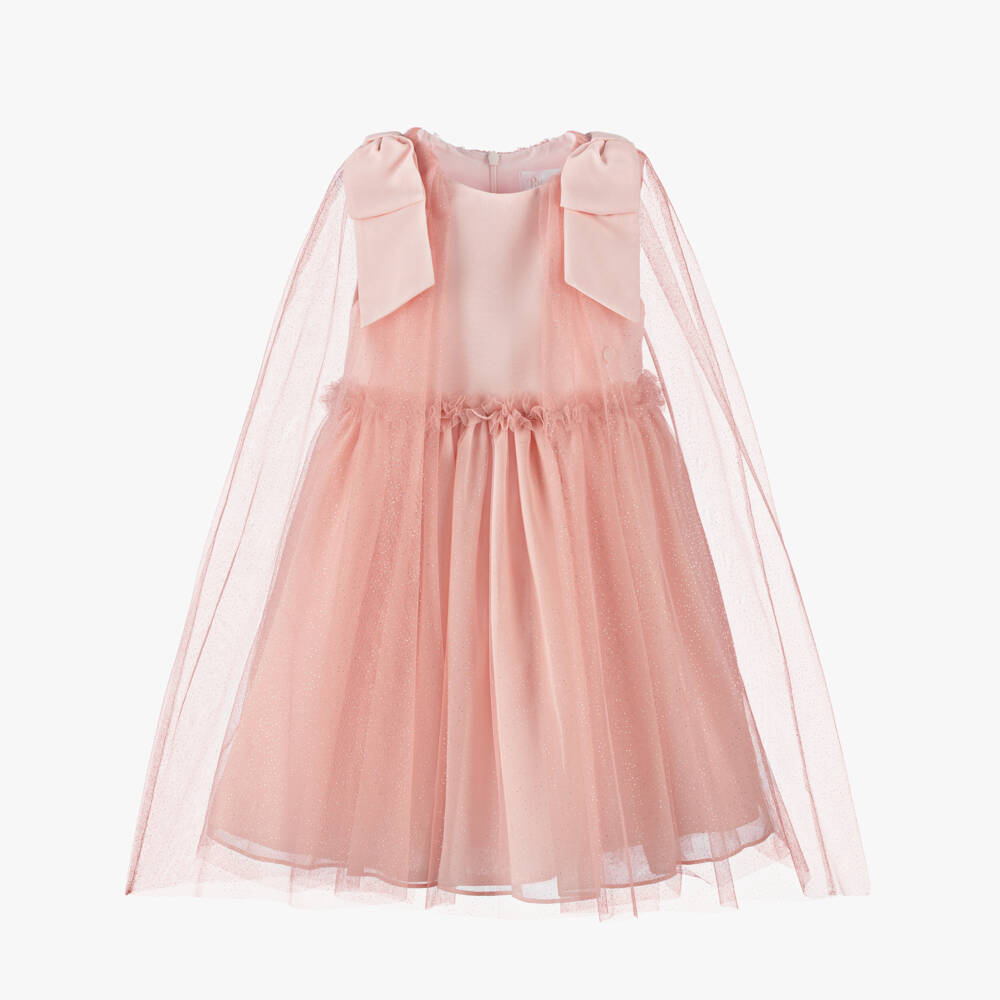 Patachou-Girls Pink Chiffon & Tulle Cape Style Dress | Childrensalon Outlet