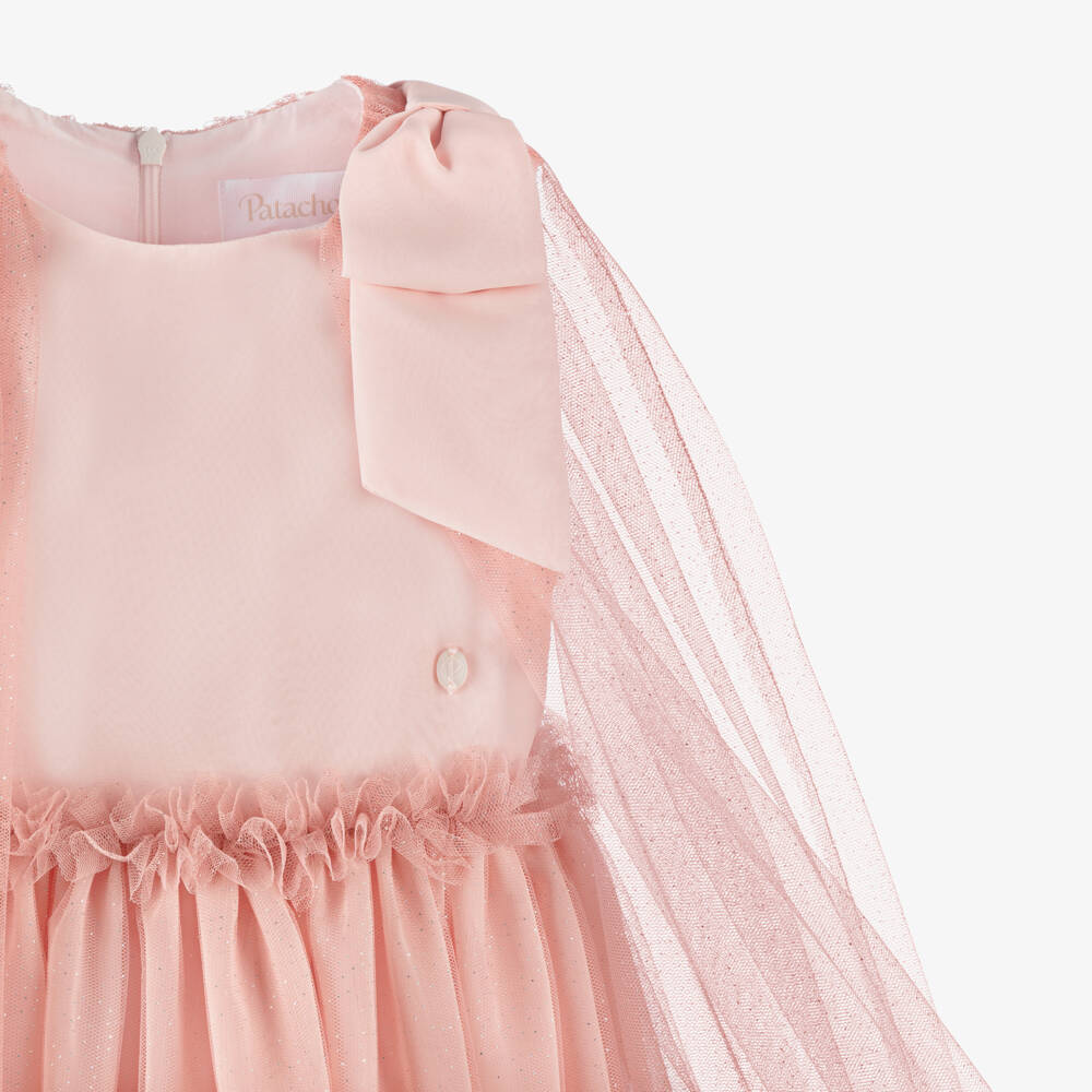 Patachou-Girls Pink Chiffon & Tulle Cape Style Dress | Childrensalon Outlet