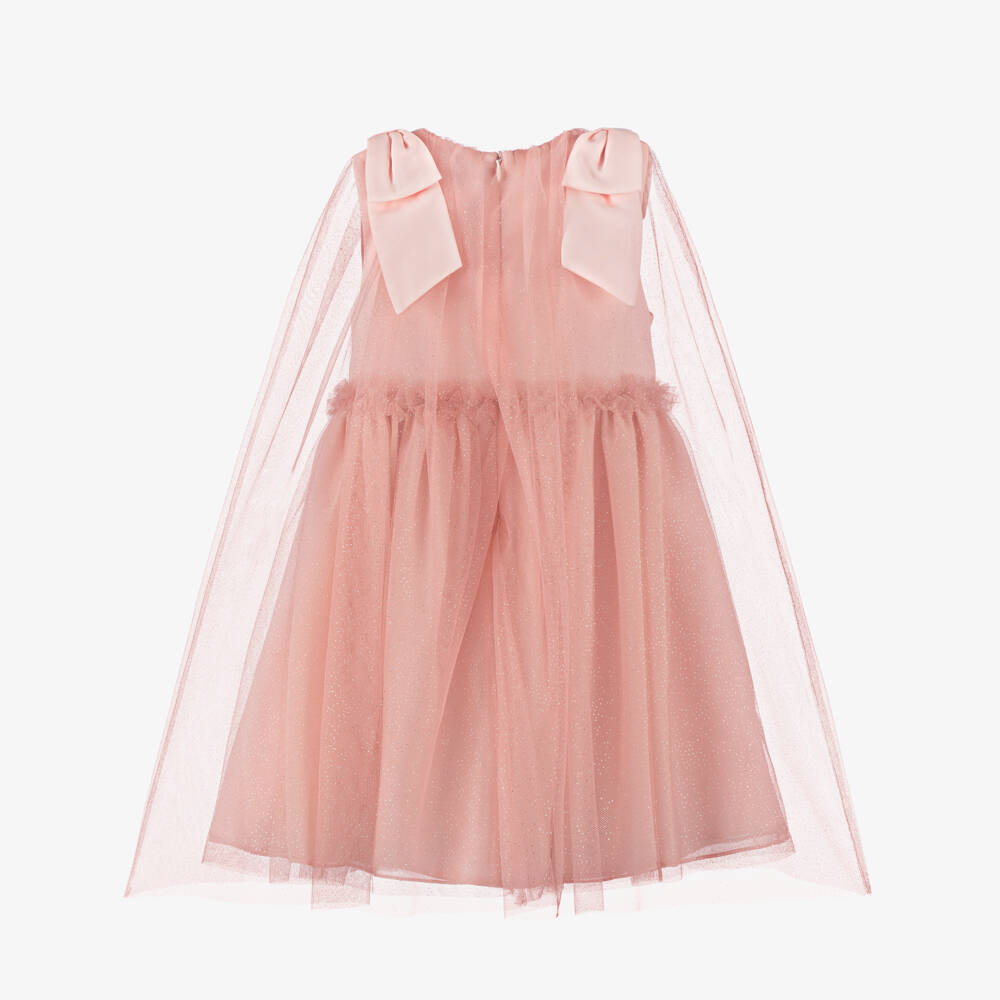 Patachou-Girls Pink Chiffon & Tulle Cape Style Dress | Childrensalon Outlet