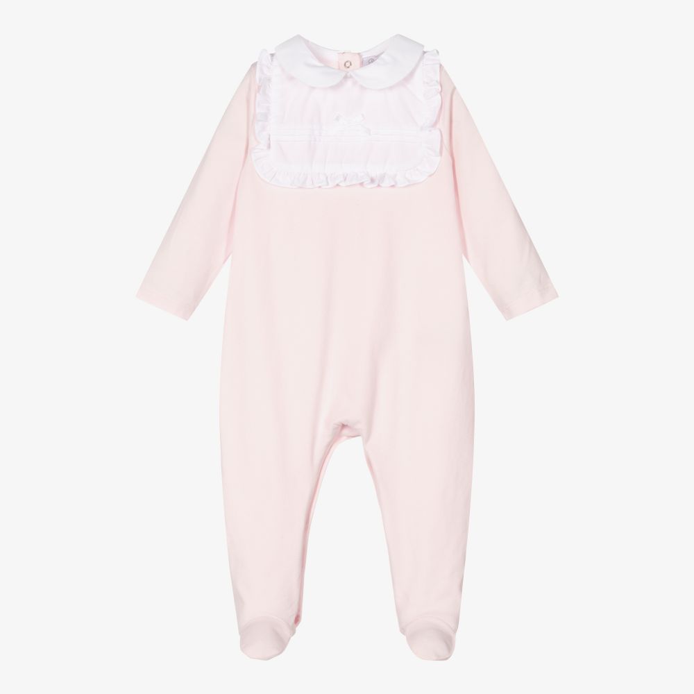 Patachou - Girls Pink Cotton Babygrow | Childrensalon