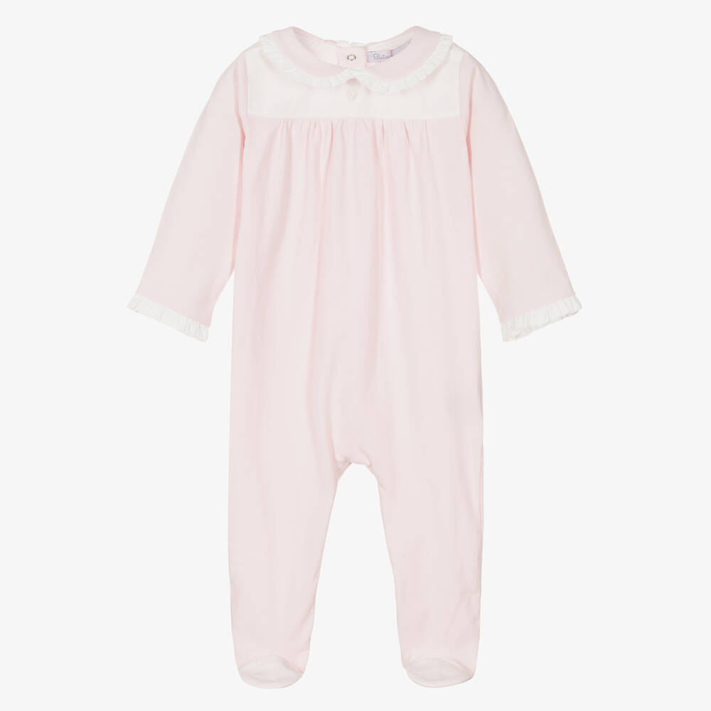 Patachou - Girls Pink Cotton Babygrow | Childrensalon