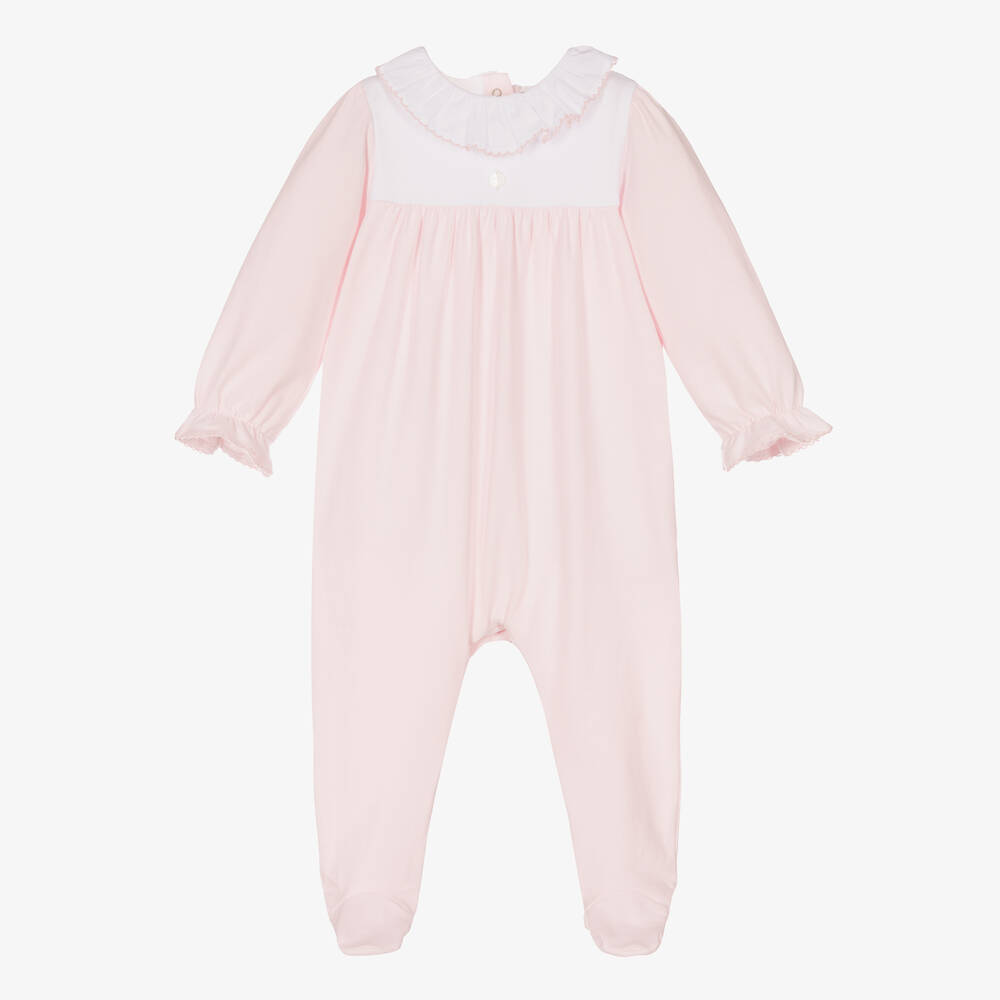 Patachou - Girls Pink Cotton Babygrow | Childrensalon