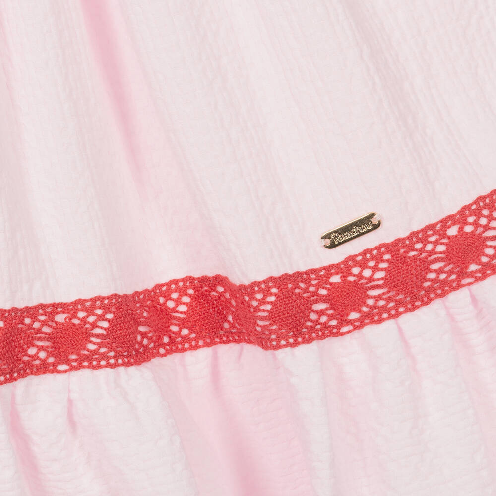 Patachou-Girls Pink Cotton Lace Trim Dress | Childrensalon Outlet