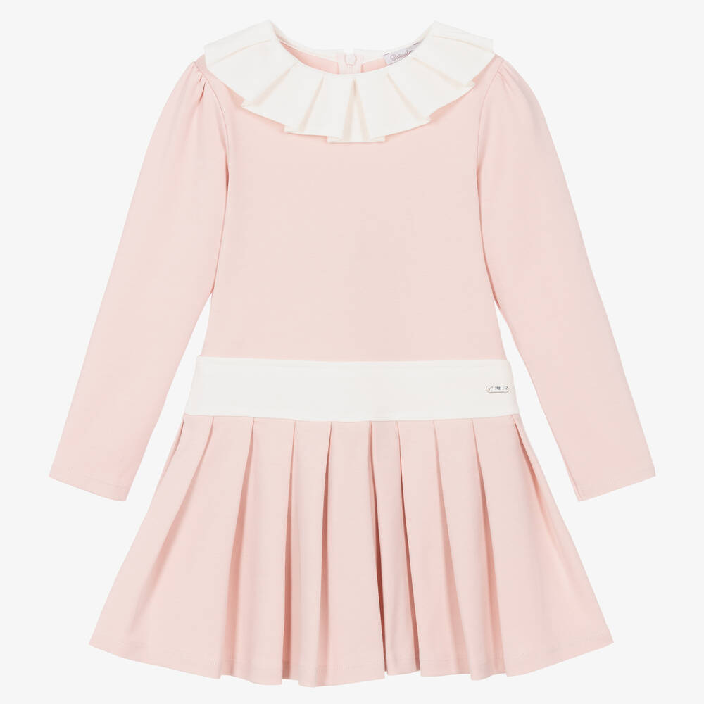Patachou - Girls Pink Cotton Pleated Dress | Childrensalon