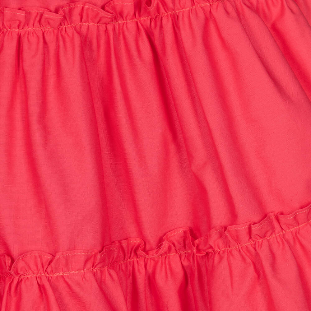 Patachou-Girls Pink Cotton Poplin Tiered Dress | Childrensalon Outlet