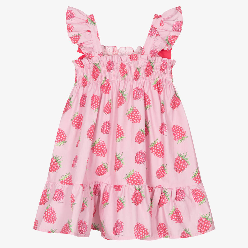 Patachou-Розовое хлопковое платье с малиной | Childrensalon Outlet