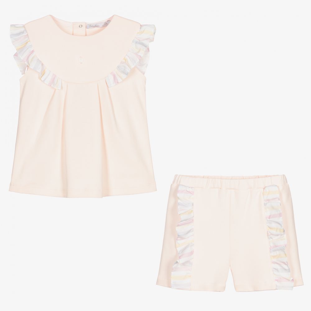 Patachou-Girls Pink Cotton Shorts Set | Childrensalon Outlet